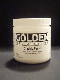 Crackle Paste - Is opaque with cracks on its surface when dry. Apply to a rigid support.