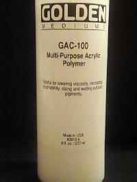 Gac 100 - Is a multi-purpose acrylic polymer. A great sealer to prevent support induced discoloration (SID) caused by impurities that are drawn up through a substrate as the acrylic paint dries.