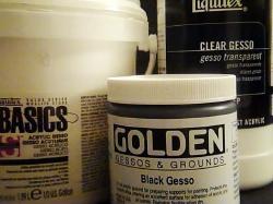 Gesso/Primer - A primer with a good tooth and adhesion that is applied between the support and the paint.