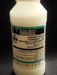 Airbrush Medium - Is a specific blend of liquid polymer emulsion and flow agent used to thin acrylic paints for