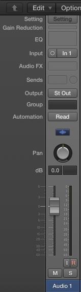 7. In Logic Pro ind the audio track that you created and click the R button to arm the track for recording. It s also a good idea to give your track a more descriptive name before recording.