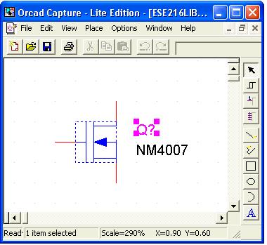 This will open the Part Symbol window, as shown in Figure 4.2.4. OrCad Capture is smart enough to know when a model corresponds to a transistor and will create a transistor model, as shown in Figure 4.