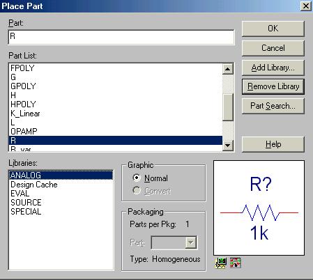 Figure 3: Design manager with schematic window and toolbars (OrCAD screen capture) 2.1.2. Place the components and connect the parts 1. Click on the Schematic window in Capture. 2. To Place a part go to PLACE/PART menu or click on the Place Part Icon.