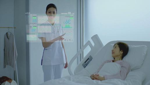 By combining live-action shots with computer graphics in this way, we were able to incorporate both elements of the Smart Bed System in the video and achieve a level of video expression that conveyed