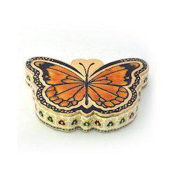 WOODEN HANDICRAFT Butterfly Meenakari Dry Fruit Box 427 Fine Carved Lord Ganesha