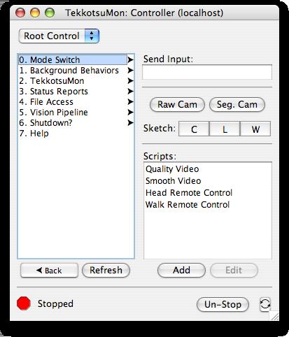 Tekkotsu Controller GUI Joystick control of