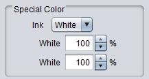 in total. 2. Configure the print setting for the white layer. On RasterLink6Plus, select "Mono color replacement" or "White layer creation".
