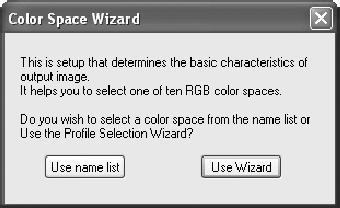 The selected color-space profile can be changed in the Nikon Scan Preferences dialog after installation.