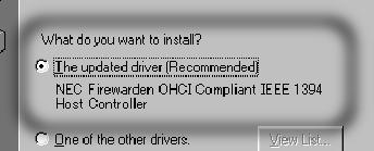 4 Choose the recommended driver Select The