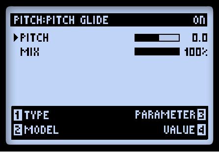 FX Models Pitch Glide This effect is best used by assigning a Line 6 FBV Pedal Controller to the Pitch parameter to wham out some wild pitch-bending effects (see Expression Pedal Assignment on page B