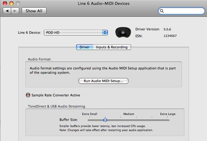 USB Audio Note that the type of audio signal fed to the Record Sends is controlled by the Output Mode setting found in the POD HD Setup:Outputs screen.