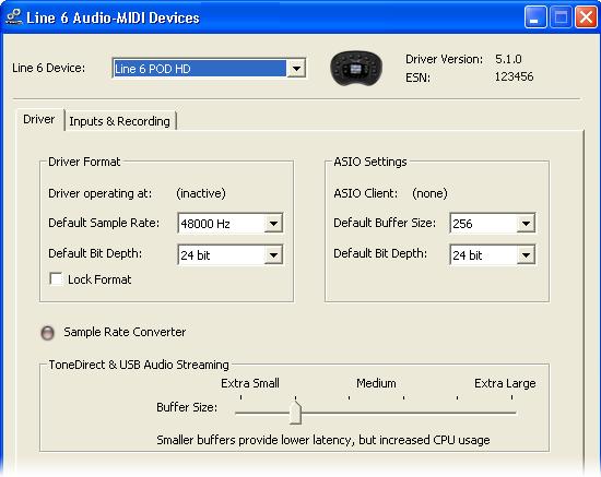 USB Audio Windows - Line 6 Audio-MIDI Devices The following settings are the same for Windows XP, Windows Vista or Windows 7, unless otherwise noted.
