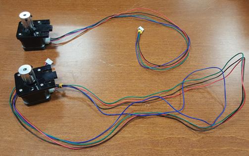 3) Attach the wires to the Stepper motors, Wire A (short)