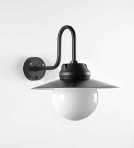 Shade and fitting in cast aluminium lacquered black, with inside lacquered white. Light bulb: E 27 Measurement (cm): H.