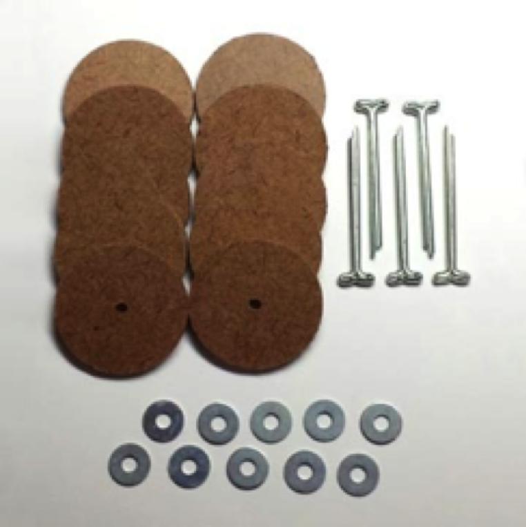 2 fiberboard discs 23 mm diameter (the width of back legs top part). 4 bolts or screws. Length should be about 1.5-2 cm.