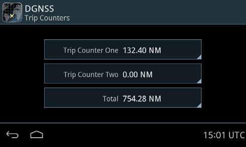 Trip Counters Chapter 2: Operation The GNSS/DGNSS Receiver has two trip counters and a total counter. The trip counters are updated when the system is switched on and a valid position is available.