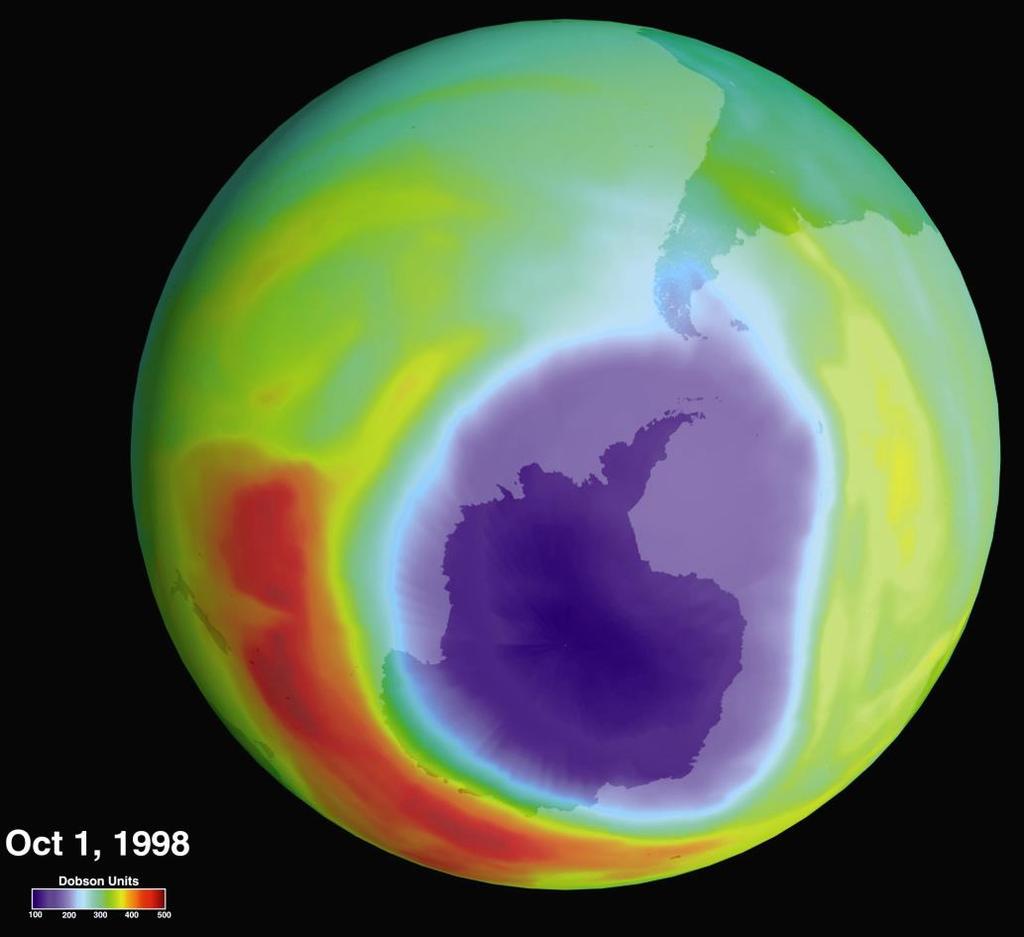 by NASA public domain 6 Ozone Layer Ozone is a chemical that blocks UV light. It exists as one of the layers in the atmosphere.