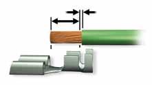 Strip length is determined by the type of terminal or contact being used. A typical rule for stripping wires that will be crimped is the length of the barrel plus 1/32 inch (0.7938 mm).