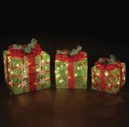 Green Gift Boxes 12" 10" 8" 70 Warm White LED