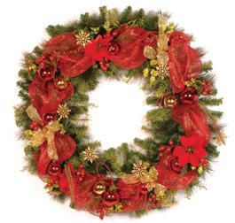 30 WREATHS Red/Gold Decorated Wreath Mixed PVC/Hardneedle Mesh Ribbon Balls Leaves Berries 24880 48" 24881 60" Plaid Decorated Wreath Mixed PVC/Hardneedle Pine Mesh Ribbon