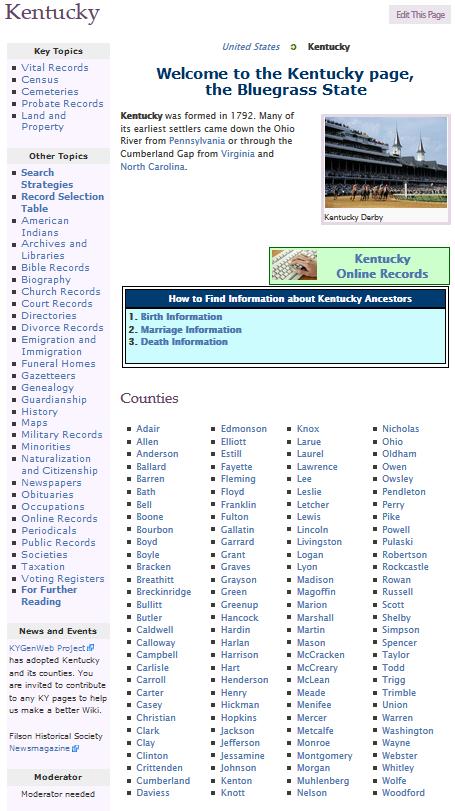 5 The various location pages may be organized slightly different, but the contents are similar. Some states may have more information than others. Be sure to check all the items.