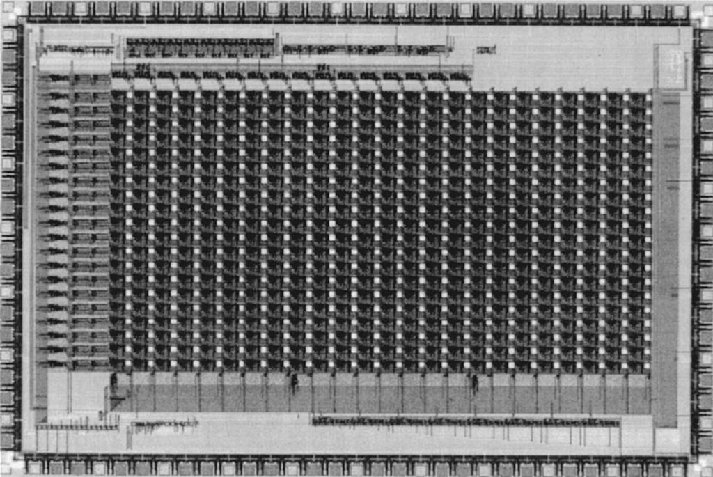 The photodetector in each pixel is a PNP active-well-substrate structure. The pixel size in this prototype is 132 m 211 m.