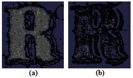 by computing the RMS contrast [8] of a character images extracted from a banknote.