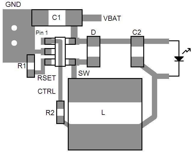 The input capacitor C1 should be located close to the pin and the Schottky diode cathode. The CAT21 ground pin should be connected directly to the ground plane on the PCB.