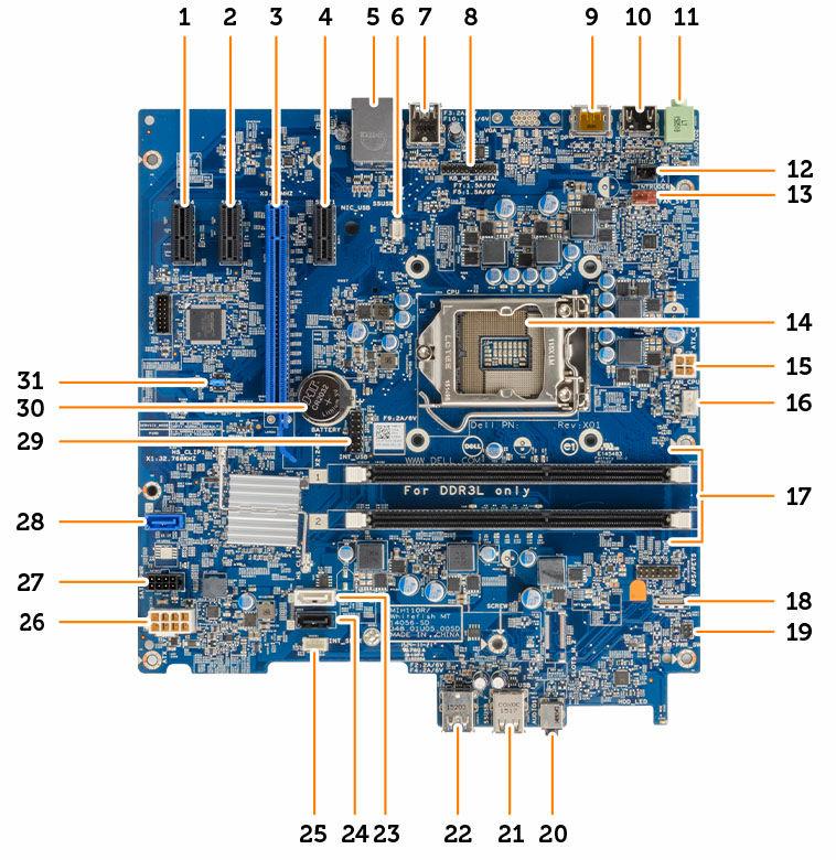 placa opţională cu port Ethernet placa de extensie PCIe placa secundară VGA procesorul ansamblul radiatorului 6. Închideţi uşa frontală a cadrului. 7. Instalaţi: cadrul capacul 8.