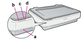 Lumini şi butoane Scanerul dispune de două lumini indicatoare şi două butoane. a. butonul pentru alimentare -.