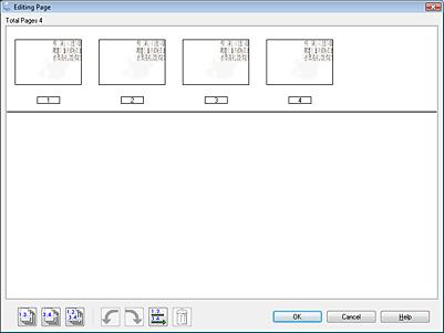 13. Se afişează fereastra Editing Page (Editare pagină) cu imaginile reduse pentru fiecare dintre paginile scanate.