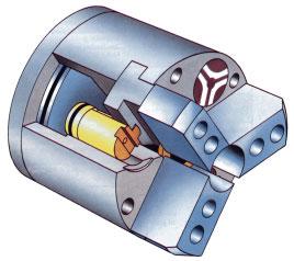 Air is supplied to the chuck by a rotating air tube assembly, or directly in the side of the chuck body for stationary applications.