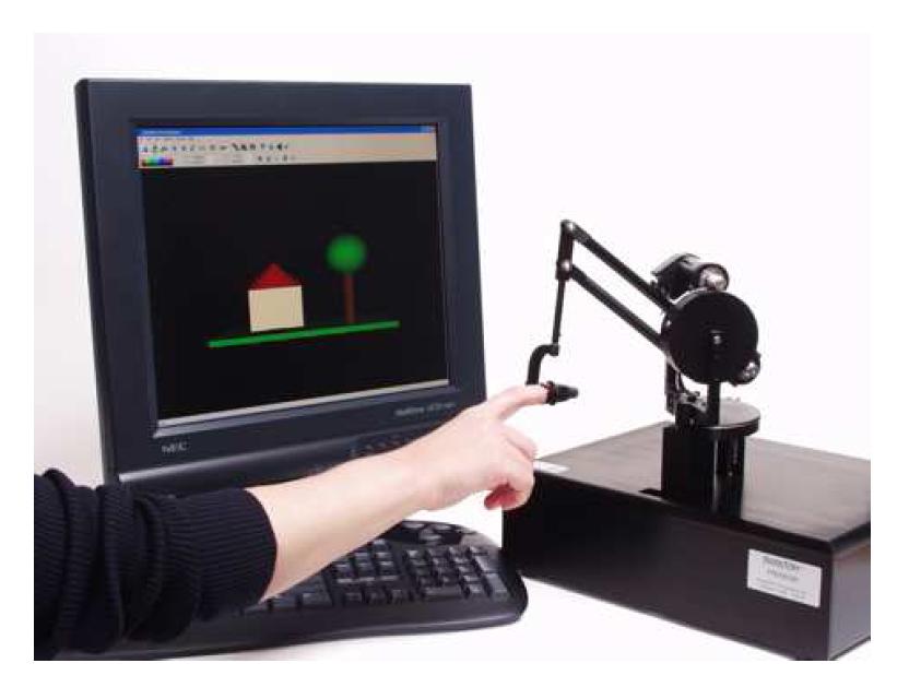 A planar haptic interface, like a pantograph is able to exert forces only along the two horizontal axes of the plane, and it is a 2-DOF interface.