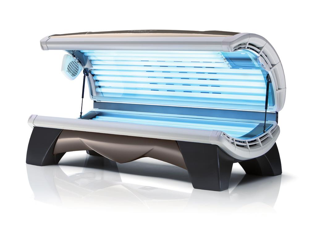 The canopy opens easily, requiring little effort, the bench provides a comfortable lying surface and the 26 tanning lamps in combination with the fine finishing ensure a pleasant and relaxing tanning