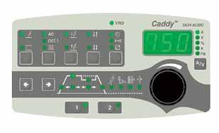 Control Panel TA33 AC/DC Selection of the TIG parameters by inputting the sheet thickness Current slope up / slope down can be set Gas pre-flow / post-flow time can be set Minimum current setting for