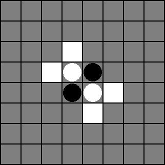 Appendices Appendix A Example of Othello Game States Figure 27: An initial set up of the game; white squares are where the dark player can potentially