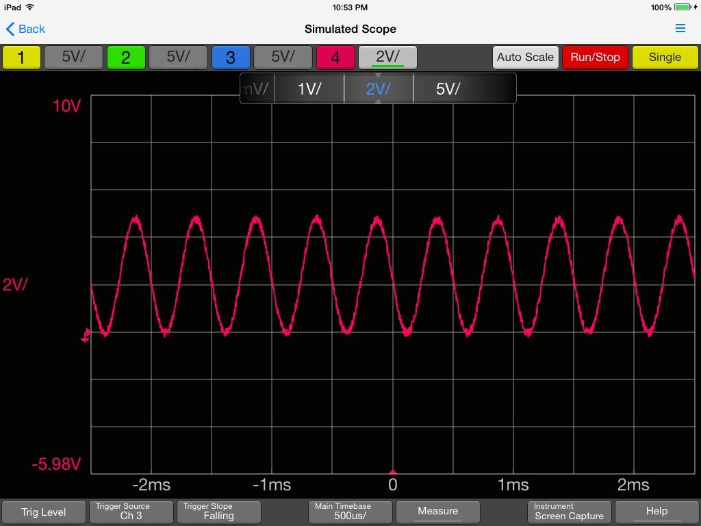 Teacher Sheet- Simulated Scope EMRs: Investigation 3 170 To adjust the amplitude of a wave 1. Choose one of the channels (1,2,3, or 4) 2. Turn off the other channels by pushing the number button.