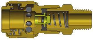 D-Series Automatic Industrial Interchange Coupler (Male Threads) 1/4" 2DM1-B 1/8" - 27 NPTF brass $15.33 2.21 56.1 0.98 24.9 11/16" 0.27 10 100 1/4" 2DM2-B 1/4" - 18 NPTF brass 12.79 2.34 59.4 0.