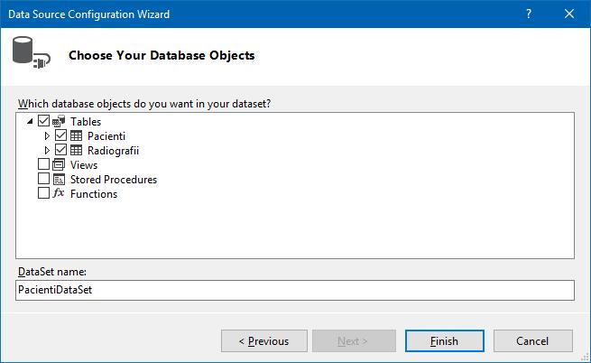 Lucrul cu baze de date relaționate în Visual C#.NET Figura 9. Selectarea obiectelor pe care dorim să le includem în DataSource.