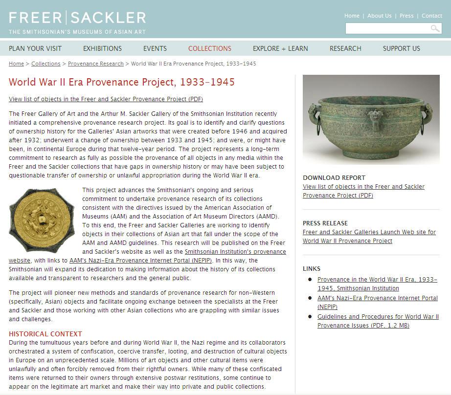 The Freer and Sackler Galleries World War II Era Provenance