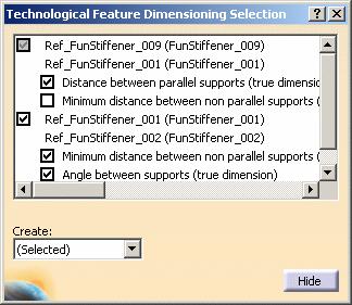 You can also show or hide the Technological Feature Dimensioning Selection dialog box using the Show Panel icon available