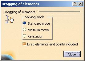 The dialog box that appears offers the following options as regards the solving mode: Standard mode You move as many elements as possible and also respect existing constraints.