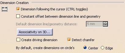 Dimension This page deals with the following categories of options in the Dimension tab: Dimension Creation Move Line-Up Analysis Display Mode Dimension Creation Dimension following the mouse (ctrl