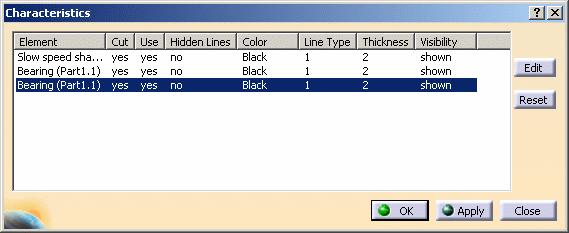 In the contextual menu, select Section view A-A object -> Overload properties. The Characteristics dialog box is displayed.