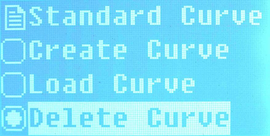 5.2.7 Deleting curves Saved standard curve can be deleted.