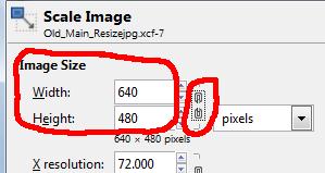 Change the Width of the image to 640 and click on the chain icon.