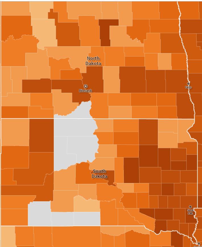 North and South Dakota Census Response Rates: Census Explorer