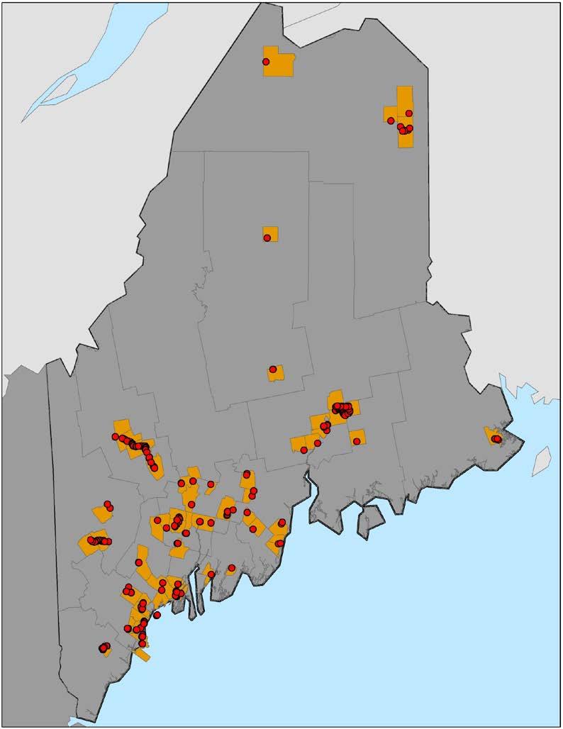 In total we collected bat data from 60 individual towns in Maine that were located in 15 of Maine s 16 counties (Figure 5). Figure 5.