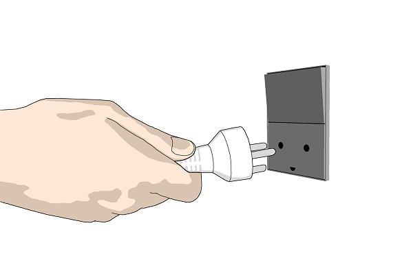 Connect the power plug end of the scanner power cable to a power outlet. CAUTION: The scanner is equipped with a three-wire (pin) grounding type plug.