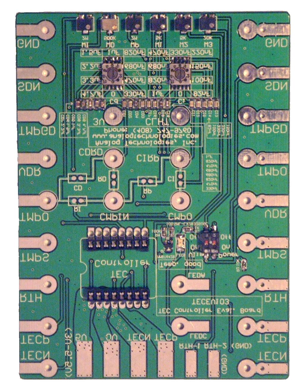 TECEV Figure shows the layout of the evaluation board and Figure shows its photo. These are the procedures for the adjustment.. Set up basic connections.